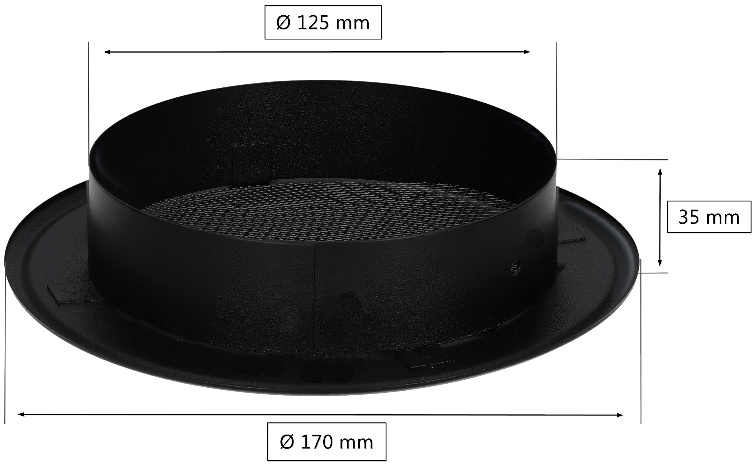 Kratka osłona wentylacyjna czarna 125 mm zatrzask okrągła z siatką stalowa - KOTARBAU - 2