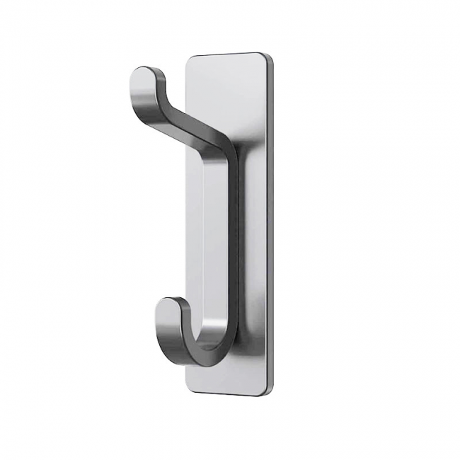 GERUIKE Ganci Appendiabiti Autoadesivi 2 Pezzi In Acciaio Inossidabile - Ganci Per Asciugamani Da Muro Senza Foratura - Porta Accappatoio E Cappotti Per Bagno E Cucina - Argento - 3
