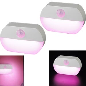 Set di 6 luci notturne a LED con sensore di movimento, applique adesiva, distanza di rilevamento 3-6 m, rosa (batterie non incluse) | Leroy Merlin