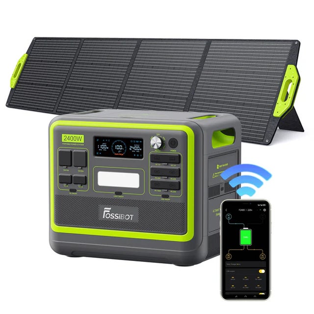 Station d'alimentation portable FOSSiBOT F2400 | 2400 W 2048 Wh + 1 panneau solaire de 200 W