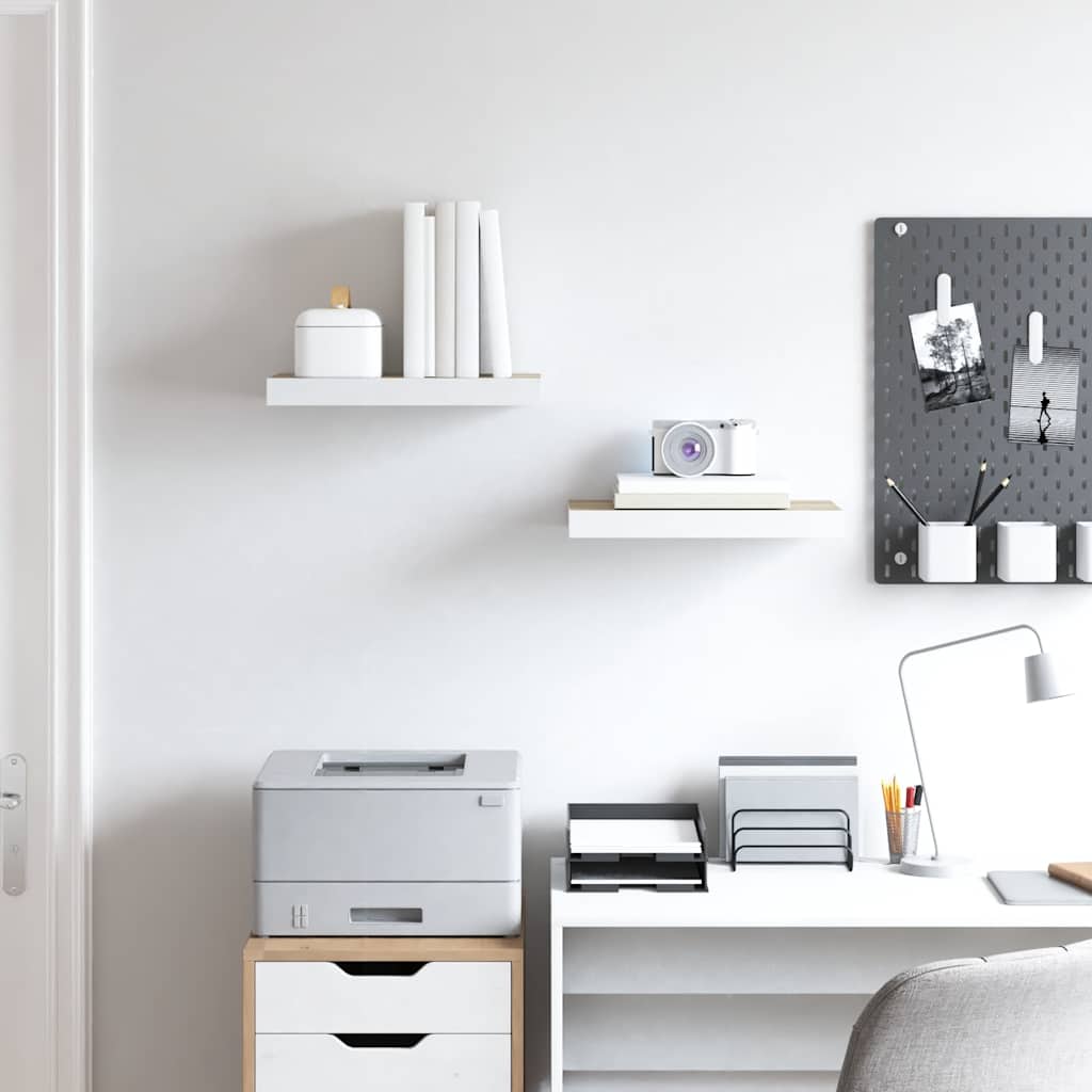 vidaXL Étagères flottantes 2 pcs Chêne et blanc 40x23,5x3,8 cm MDF - 3