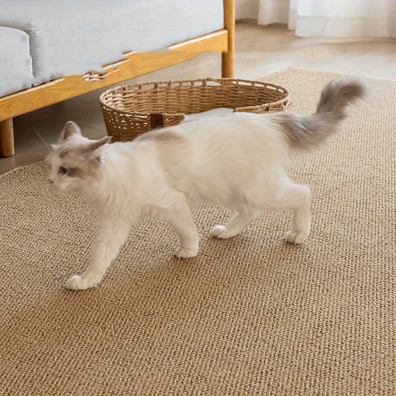 Tapete arranhador de corda natural entrançada, tapete durável para animais de estimação, tapete para pata de gato, castanho, 50 x 80 cm - 4