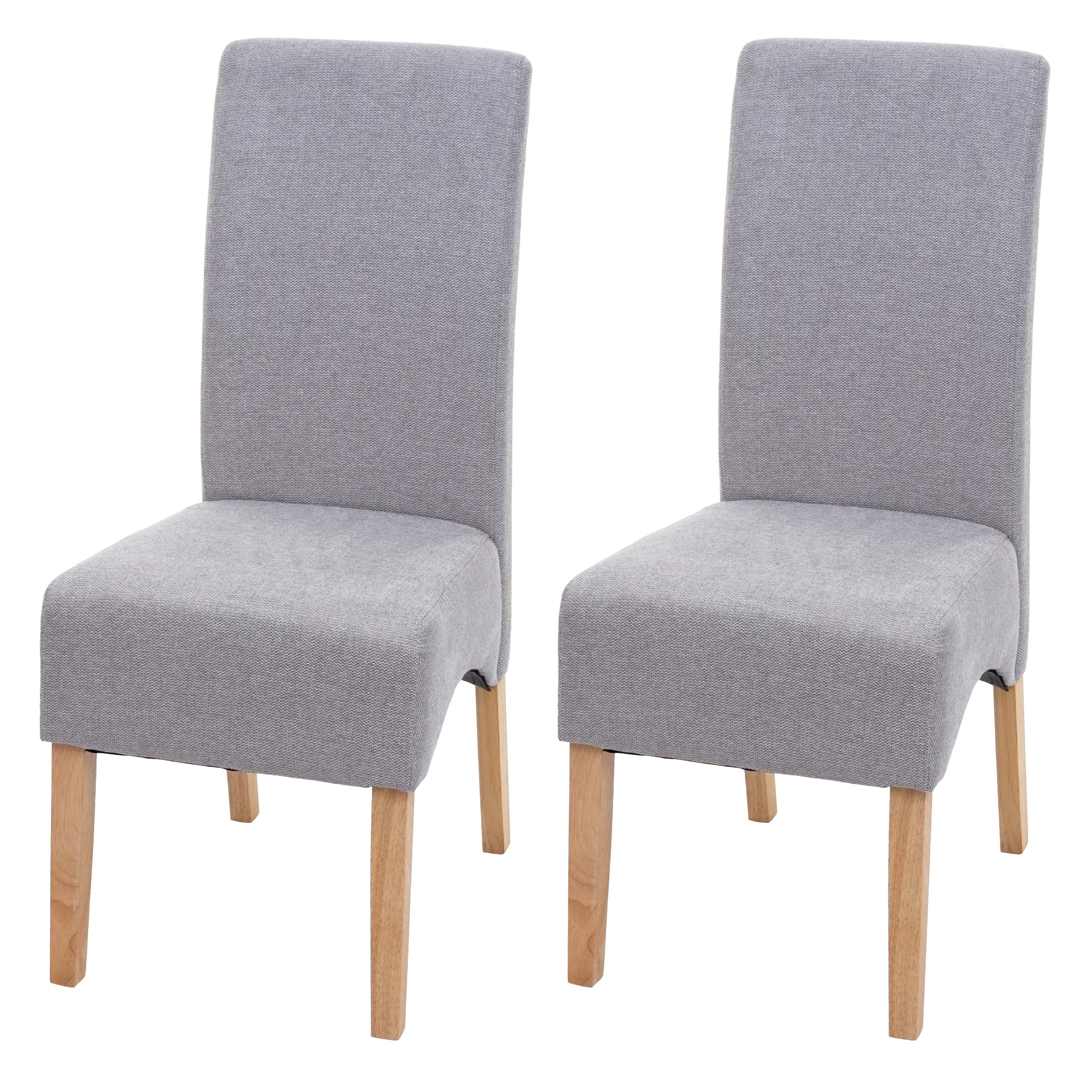 Zestaw 2 krzeseł do jadalni Latina, krzesło kuchenne, tkanina z certyfikatem MVG ~ jasnoszary, jasne nogi