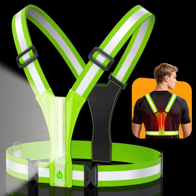 Gilet Réfléchissant Running Éclairage Intégré - Alternative Lampe Frontale - Sécurité Ajustable Course Nocturne Cyclisme