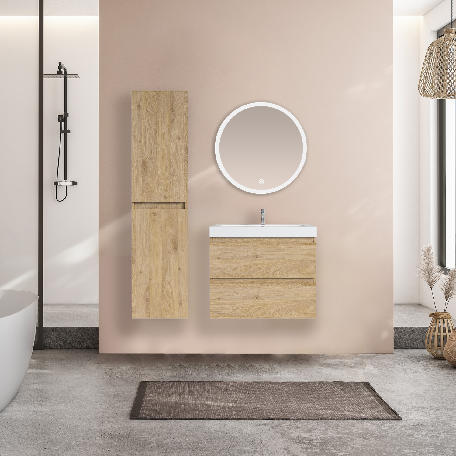 LOMAZOO colonne salle de bain Marbella chêne clair - 140cm - 7