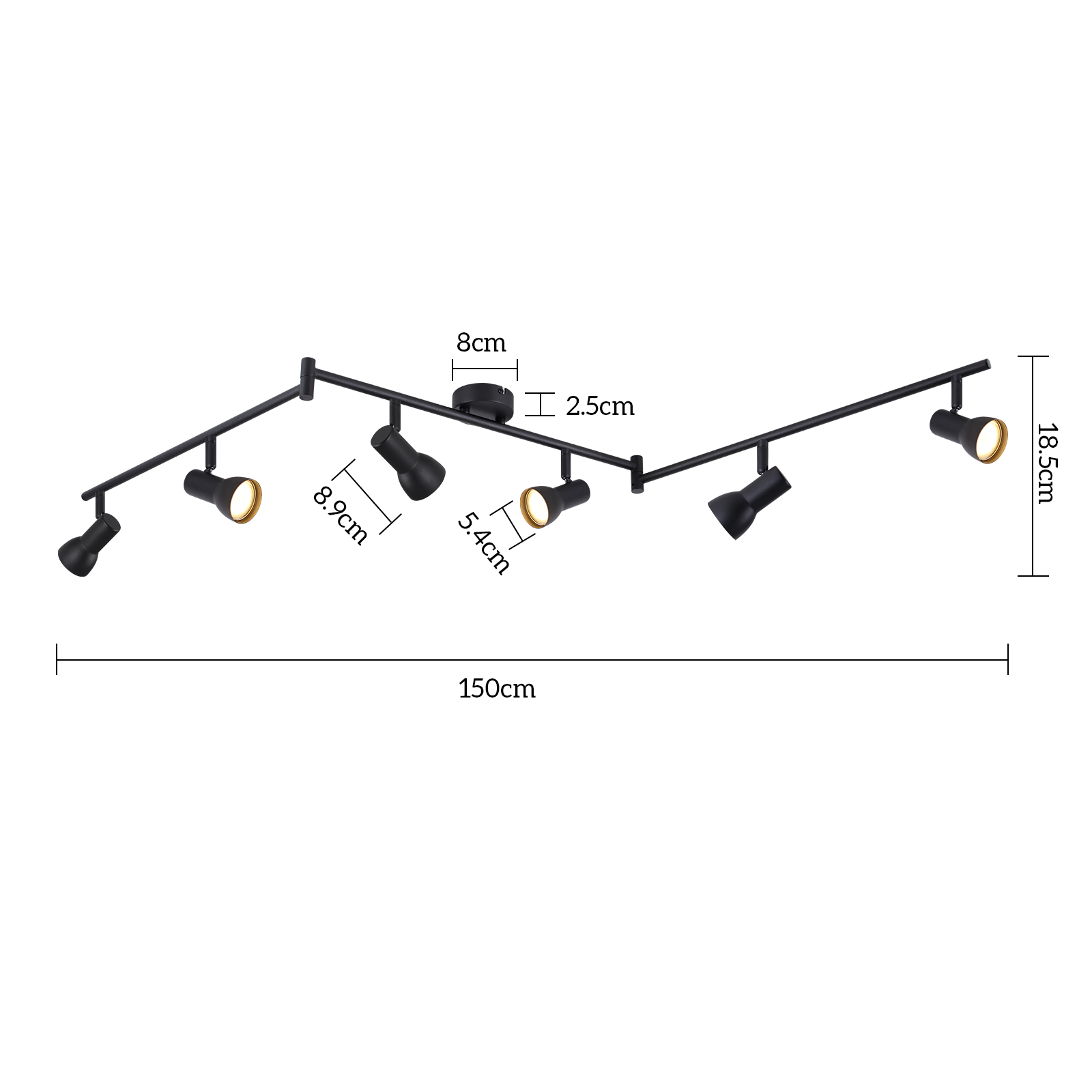 ZMH Spot de plafond 2 ampoules noir - Spots GU10 orientables - 7