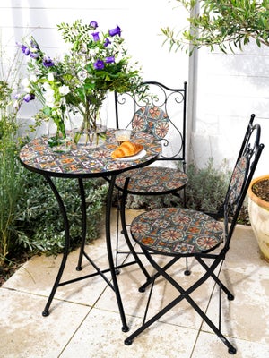 Ensemble table de jardin bistrot inclinable 2 places aluminium gris
