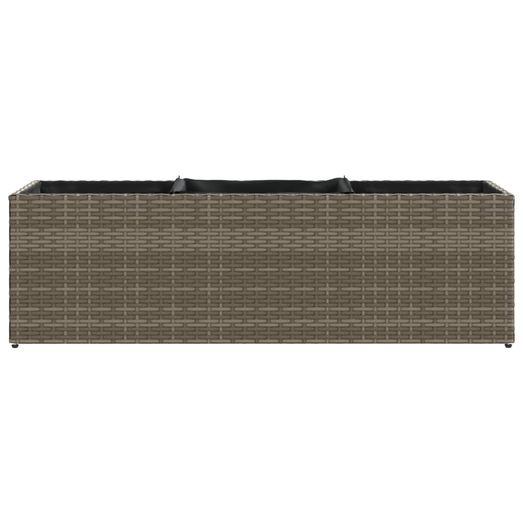 Jardinière bac lit surélevé plantes fleurs terrasse jardin avec 3 pots 105 x 30 x 32 cm résine tressée gris 02_0038085 - 2