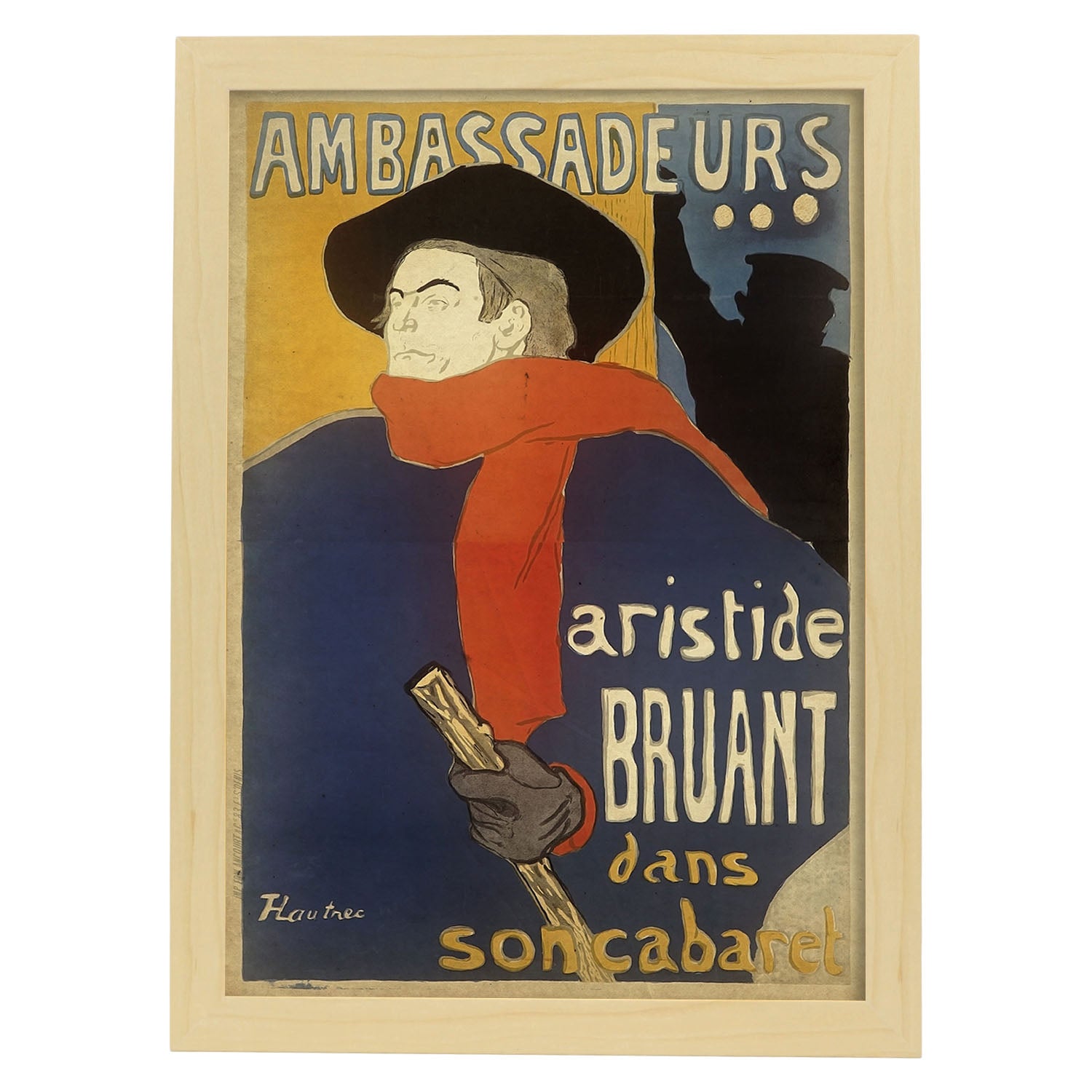 Poster vintage de embajador. con imagenes vintage y de publicidad antigua. marco blanco - a3