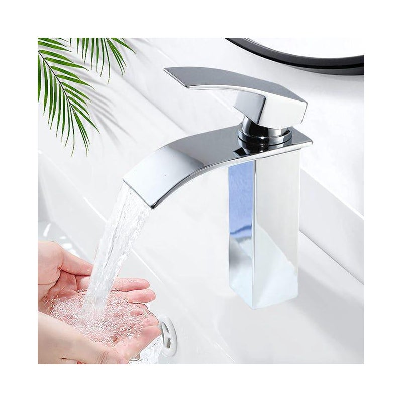 Bateria Umywalkowa Kaskadowa Mosiężna Bateria Dwudrożna Chromowana