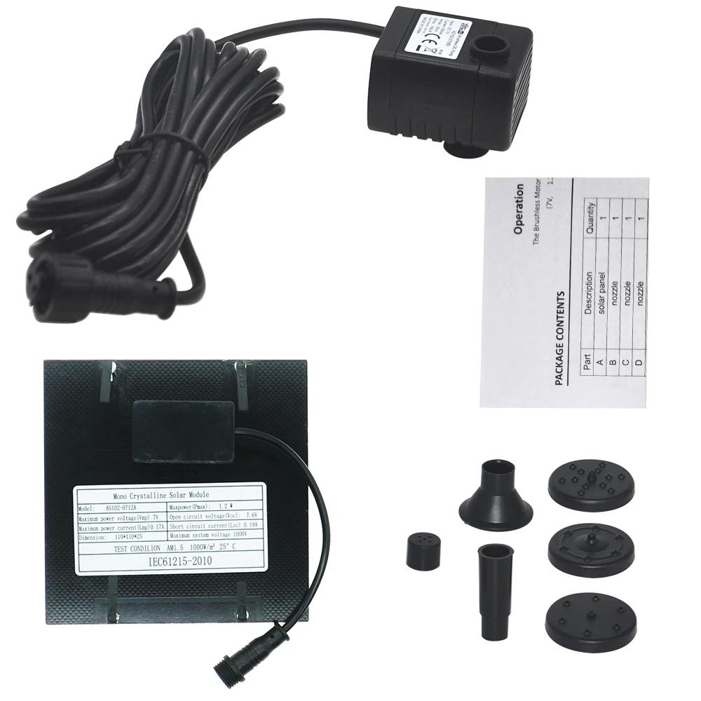 Fontaine décorative solaire, pompe à eau flottante, moteur sans balais, fontaine solaire pour jardin et piscine - 2