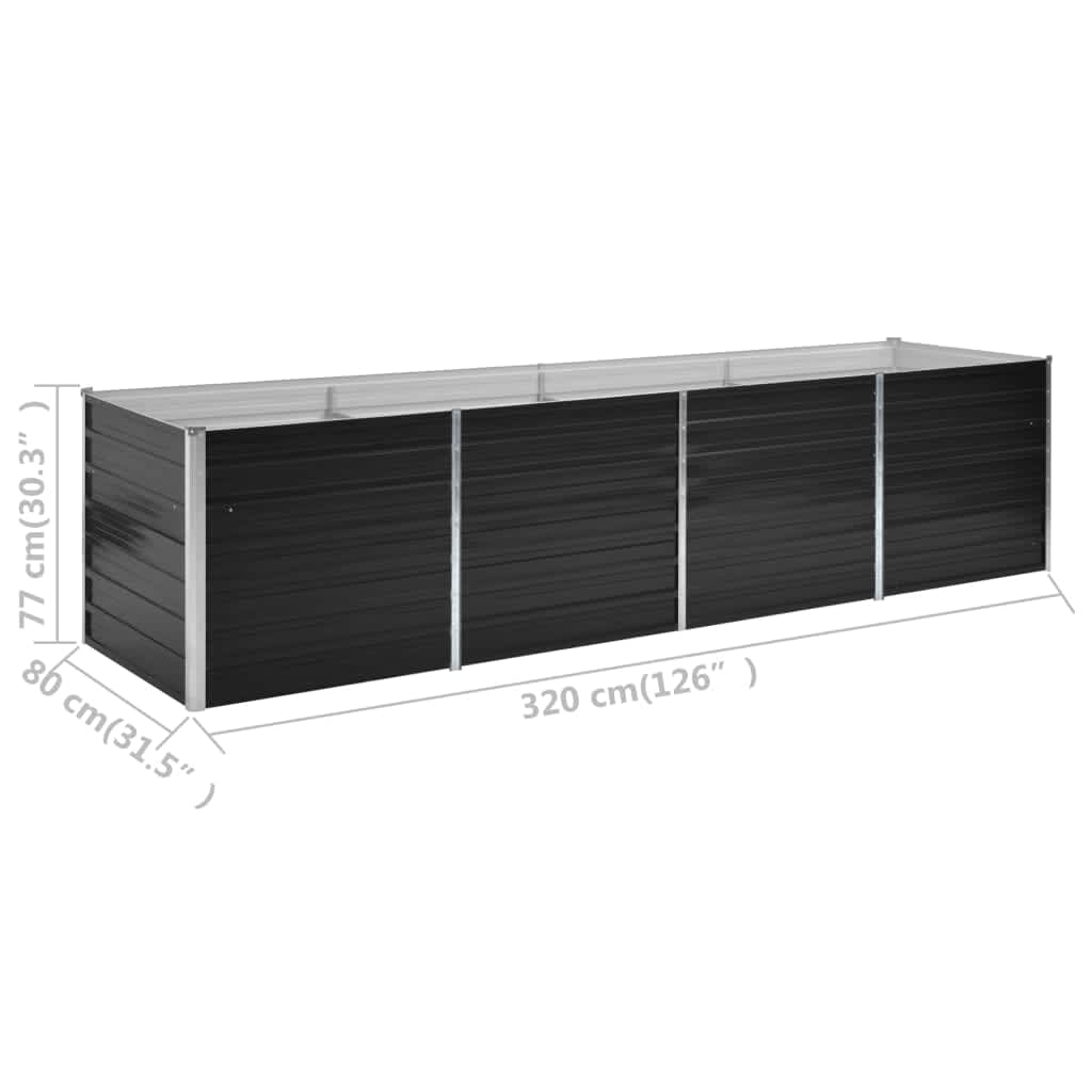 Maison Exclusive - Lit surélevé de jardin Anthracite 320x80x77 cm Acier galvanisé - 7
