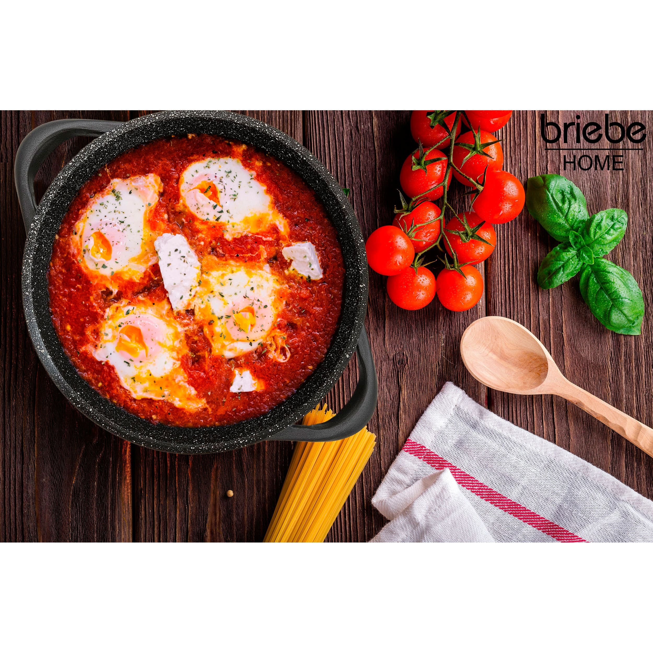 wellhouse Set di 3 padelle antiaderenti in granito, padella in granito, padella per uova, omelette, manico resistente al calore, pentole e padelle antiaderenti, con manico staccabile in legno