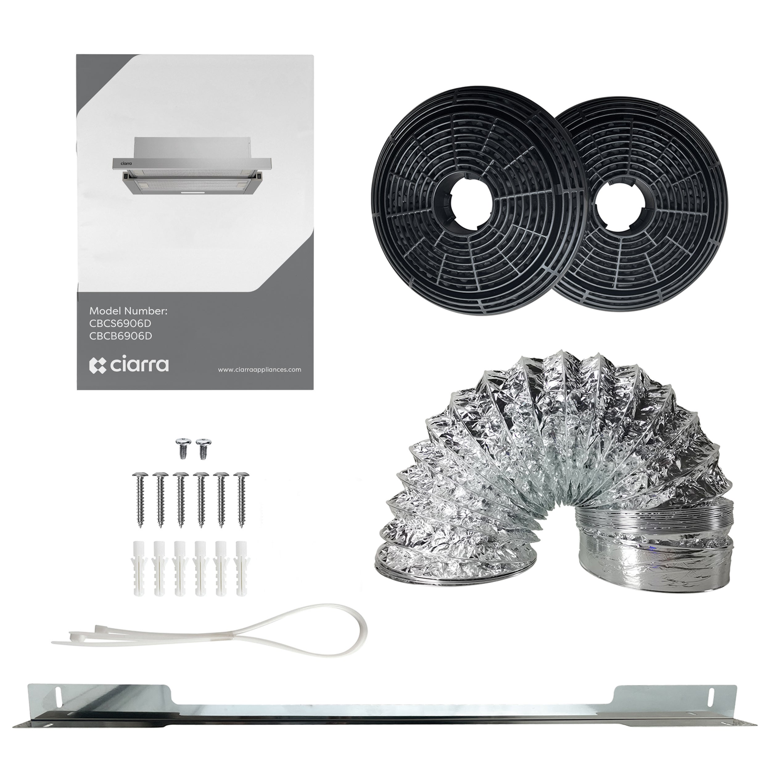 CIARRA Hotte Tiroir 60cm A++ 370m³/h avec 2pcs Filtres à charbon Recyclage et Évacuation Inox CD6906DS - 8