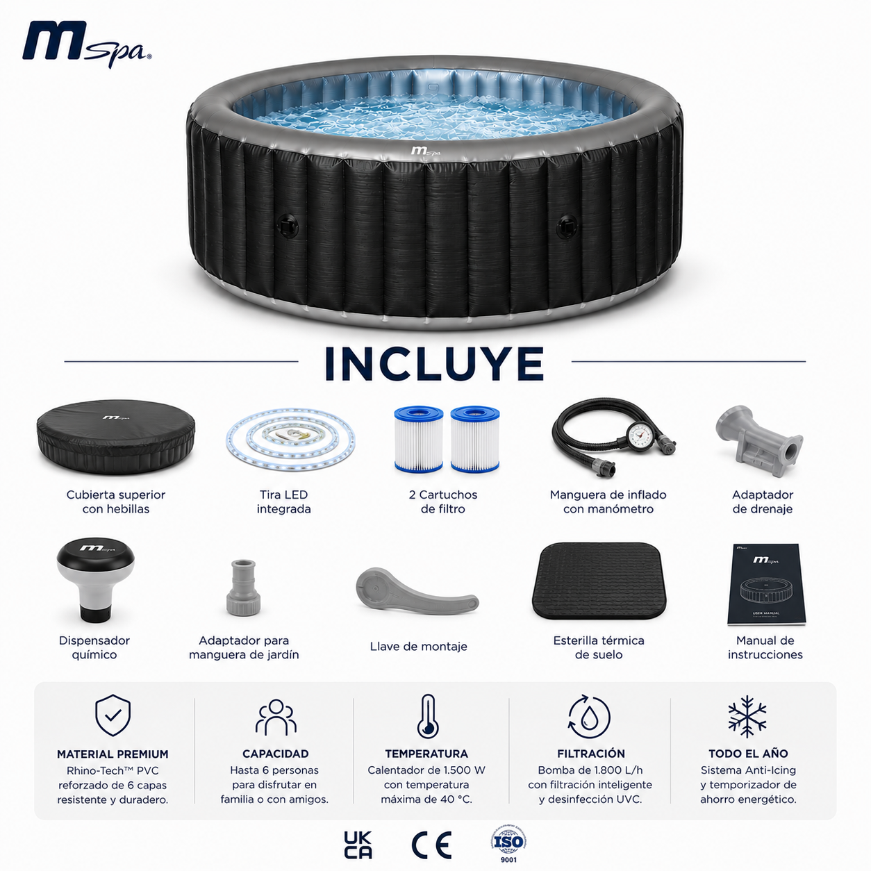 MSpa – Spa insuflável circular Starry 4–6 pessoas - 8