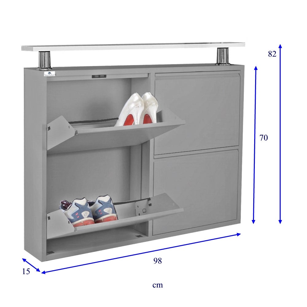 YITAHOME Armoire à Chaussures En Métal Blanc Avec 3 Rabats - Meuble Étroit Mural Ventilé 50 X 15 X 108 Cm