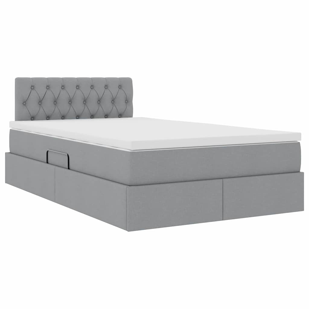 Lit avec rangement et matelas gris clair 120 x 200 cm en velours - 5