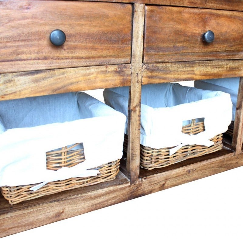 Buffet 3 tiroirs 3 paniers amovibles bois massif recyclé Moust - 3