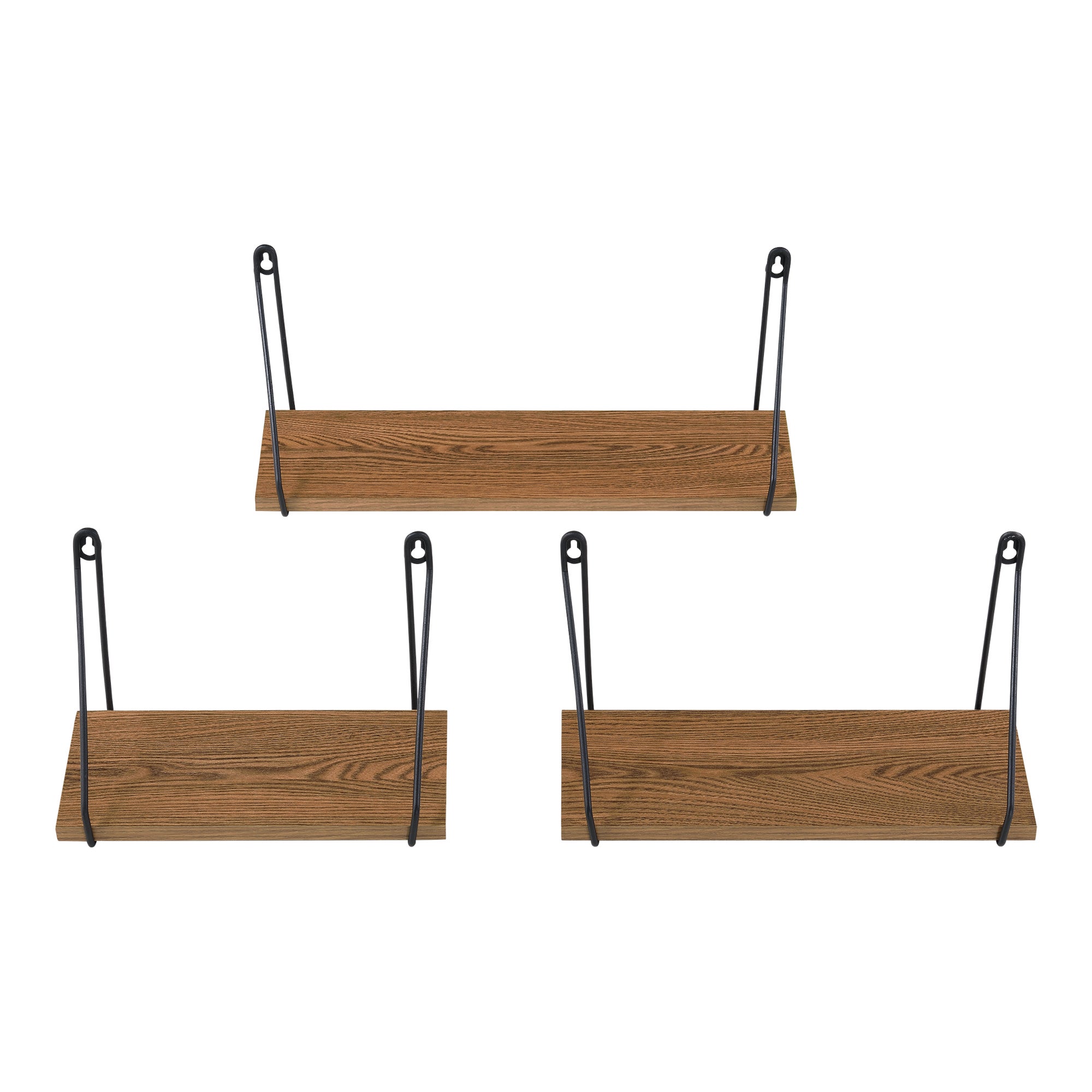 Lot de 3 Étagères Murales Randers Tailles Différentes Noir Bois Foncé [en.casa] - 5