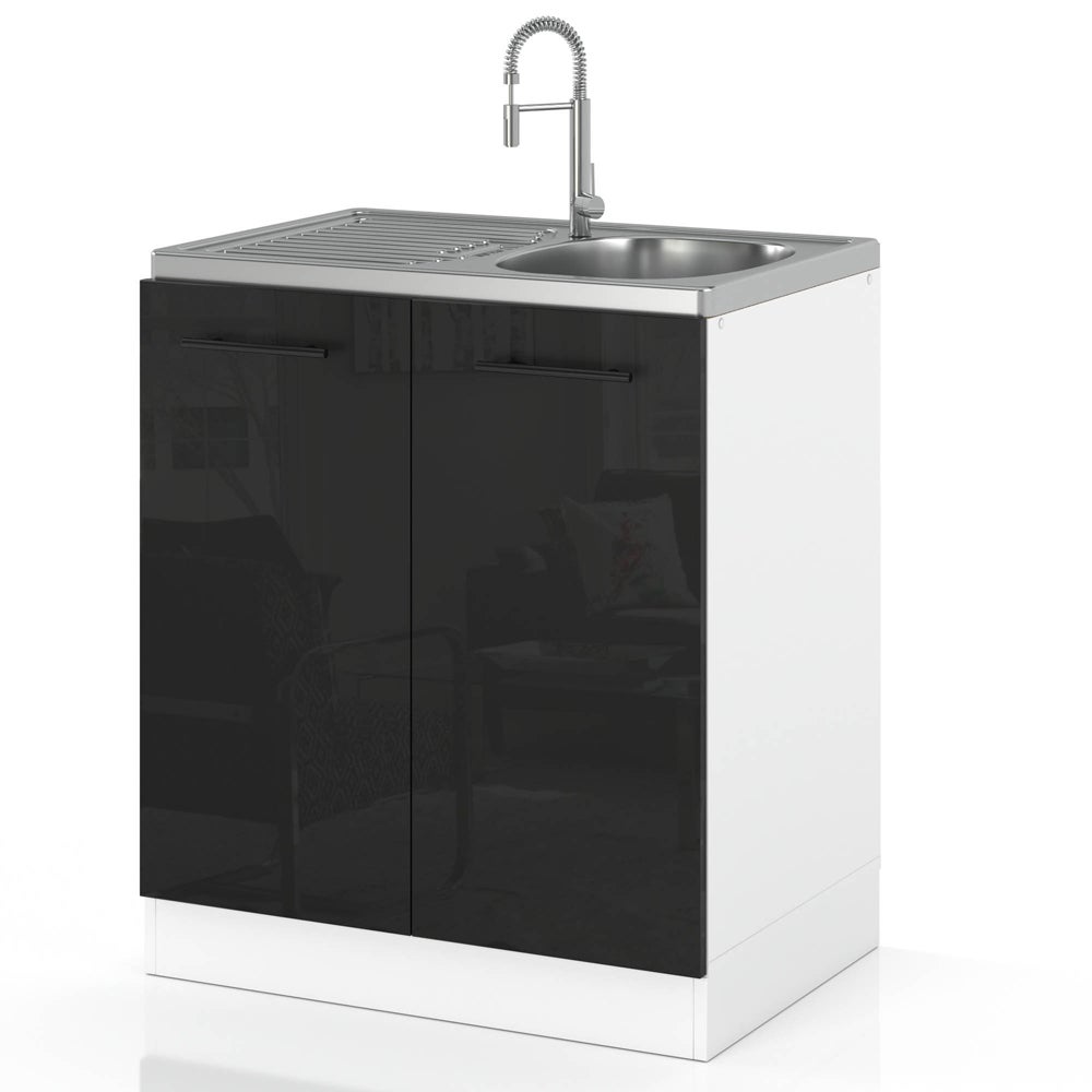 Szafka kuchenna dolna pod zlewozmywak modułowa 60cm spremium czarny połysk