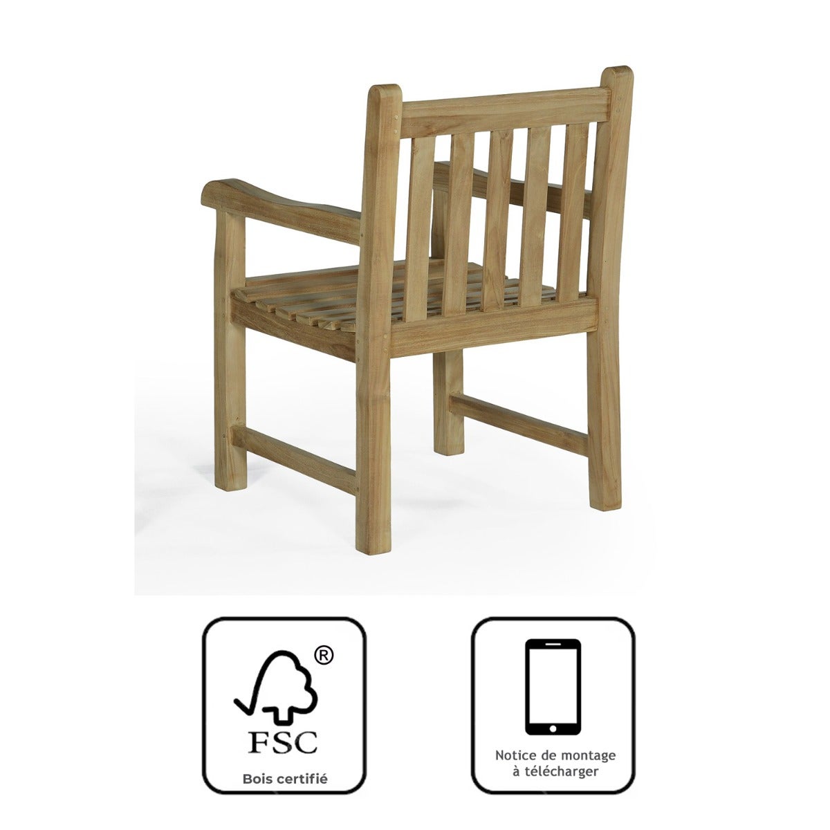 Fauteuil en teck massif Boston - 8
