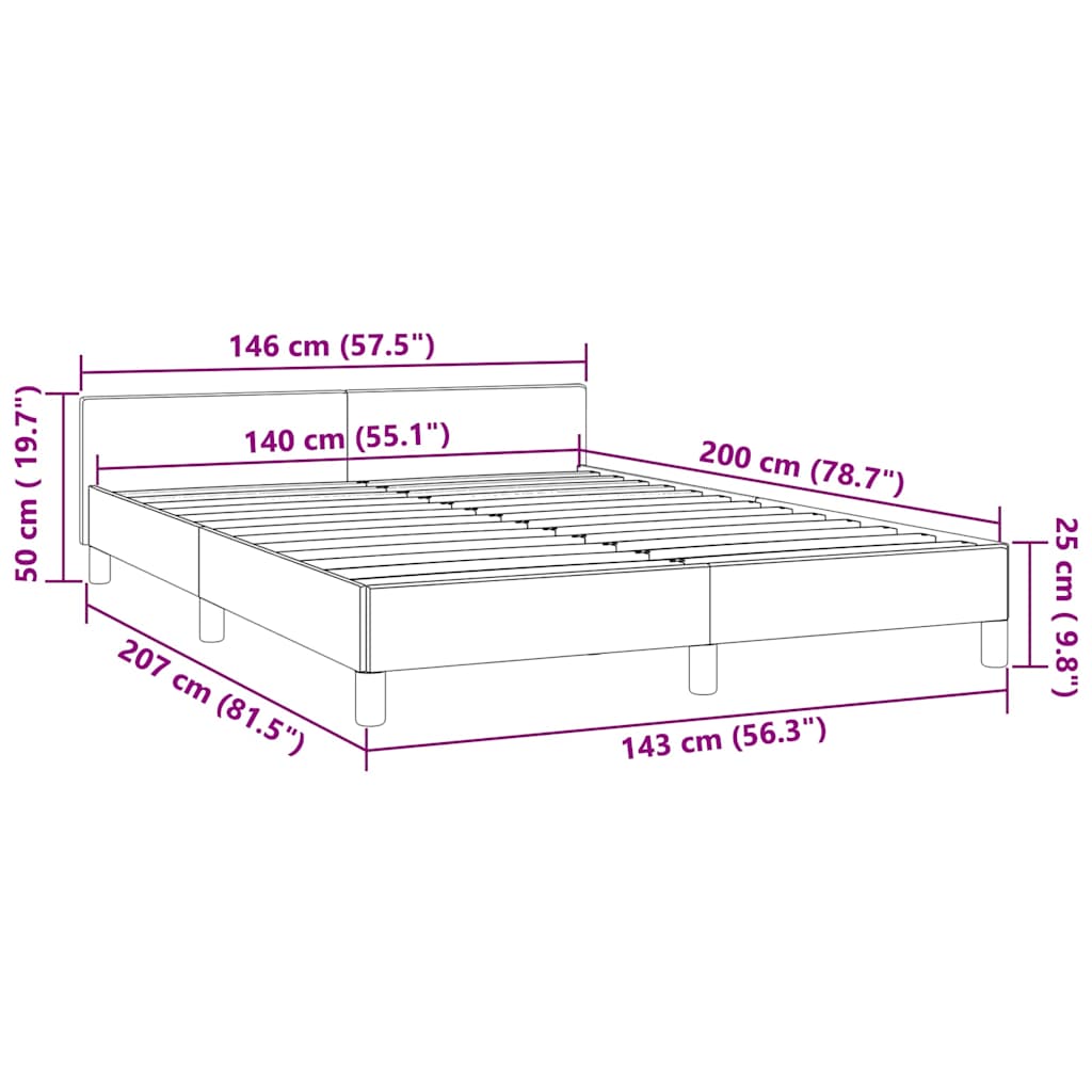 Cadre de lit sans matelas en velours gris clair pour la chambre, 140 × 200 cm - 9