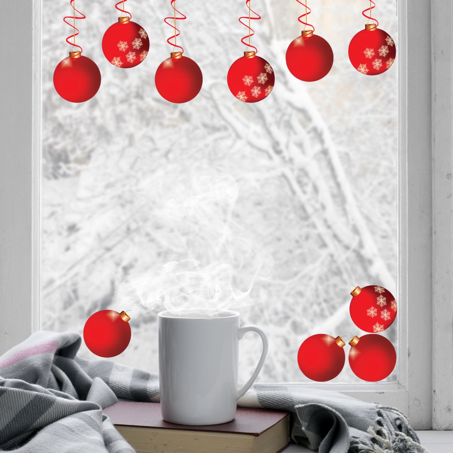 Autocollant Décoratif Boule De Neige Pour Fenêtre - Sticker Vitrine Fêtes - Neuf