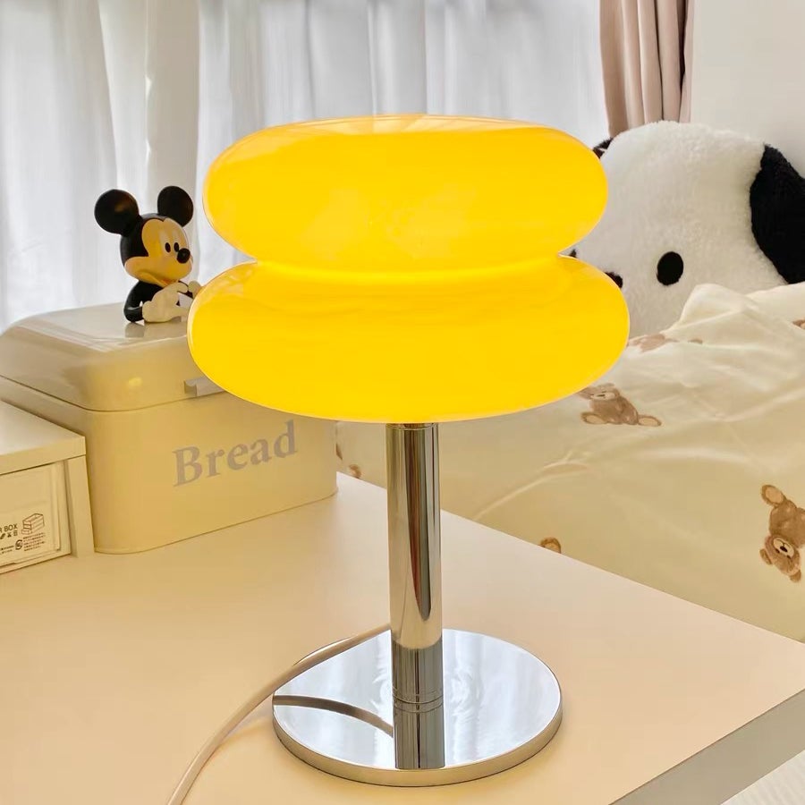 Lampe de table LED, lumière d'ambiance rétro en verre, jolie lampe de table, lampe de chevet USB (crème) - 6