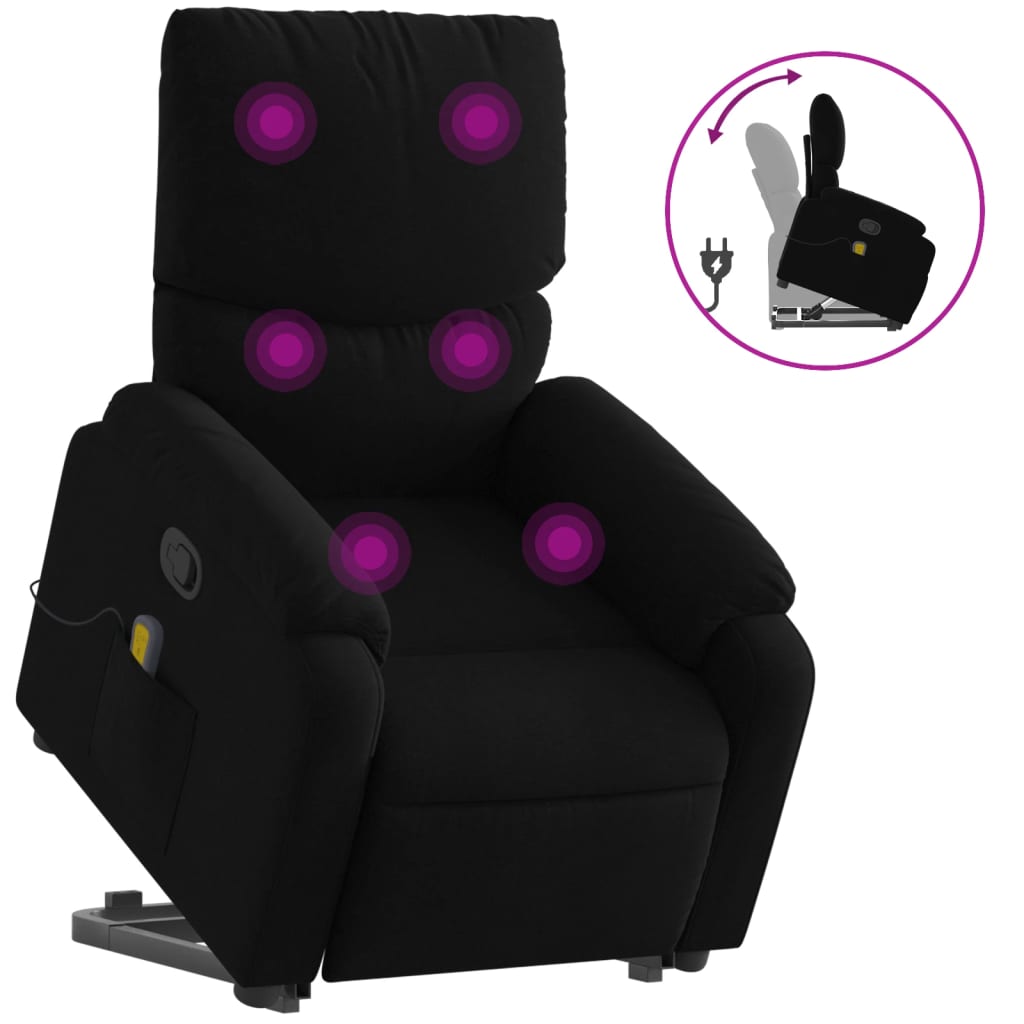 Fauteuil de massage inclinable Noir Tissu - 2