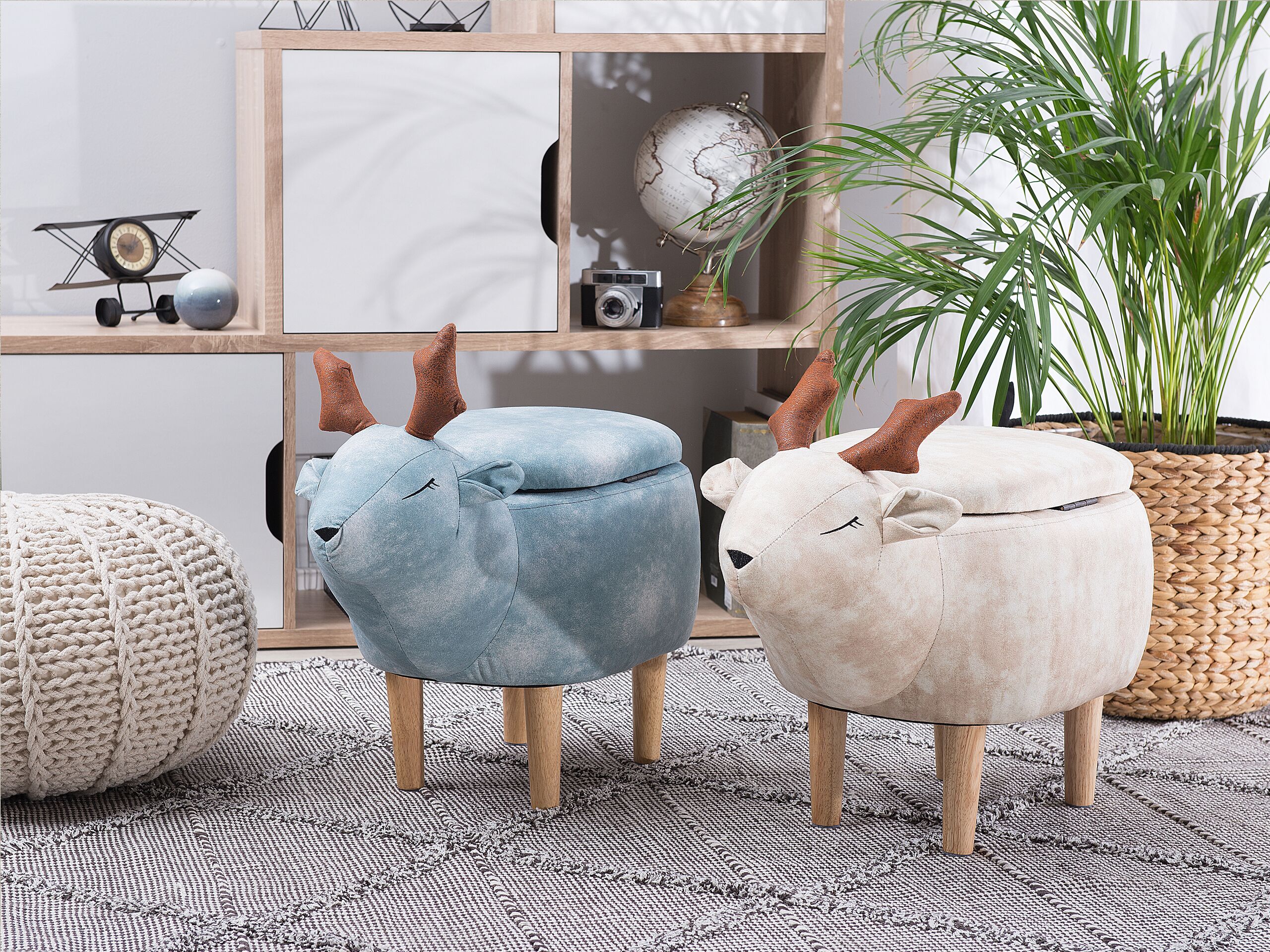 Pouf animaletto contenitore REINDEER Tessuto Beige - 2