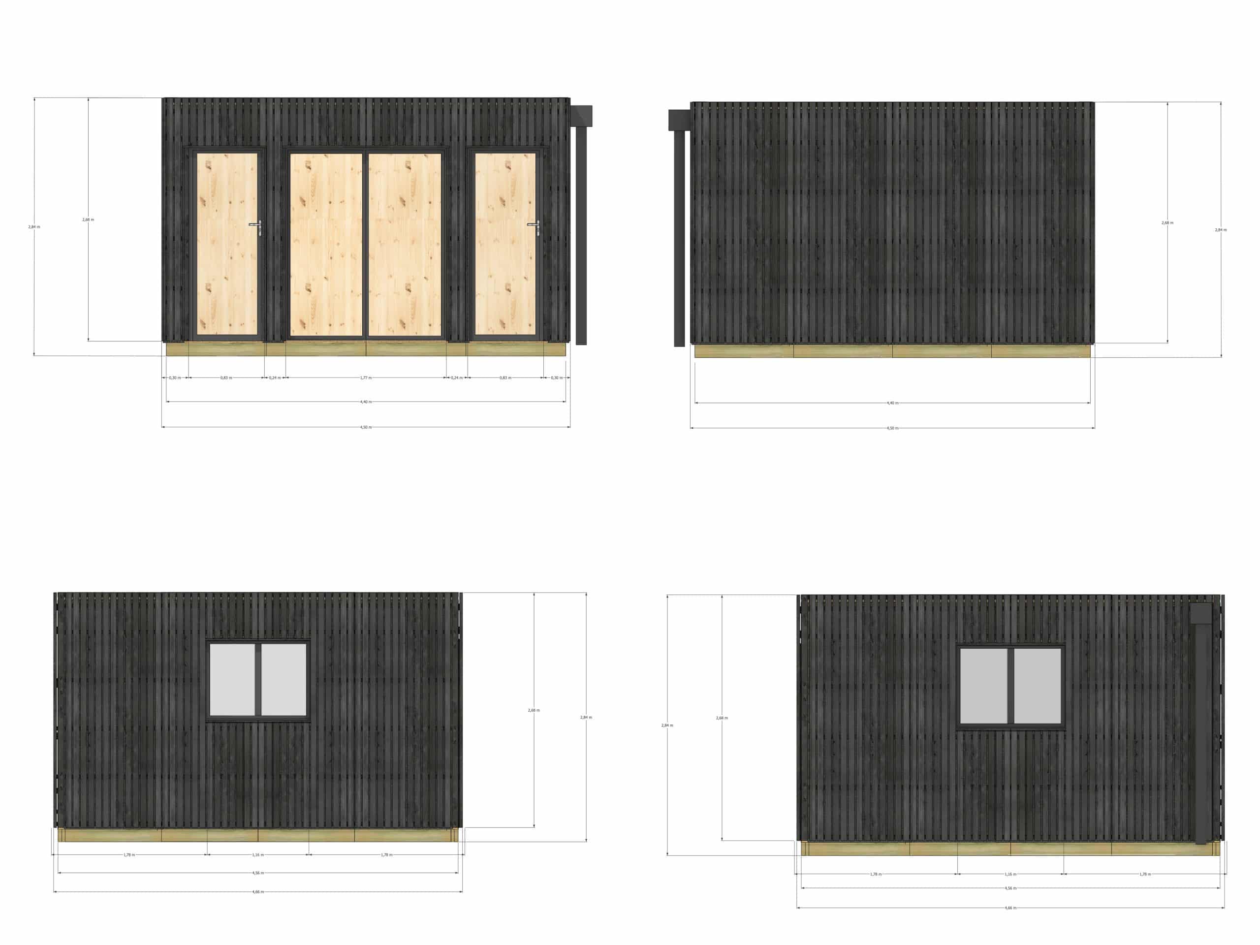 Extension maison en bois en bois 4,4 x 4,6 x 2,7 m avec plancher isolé - 4