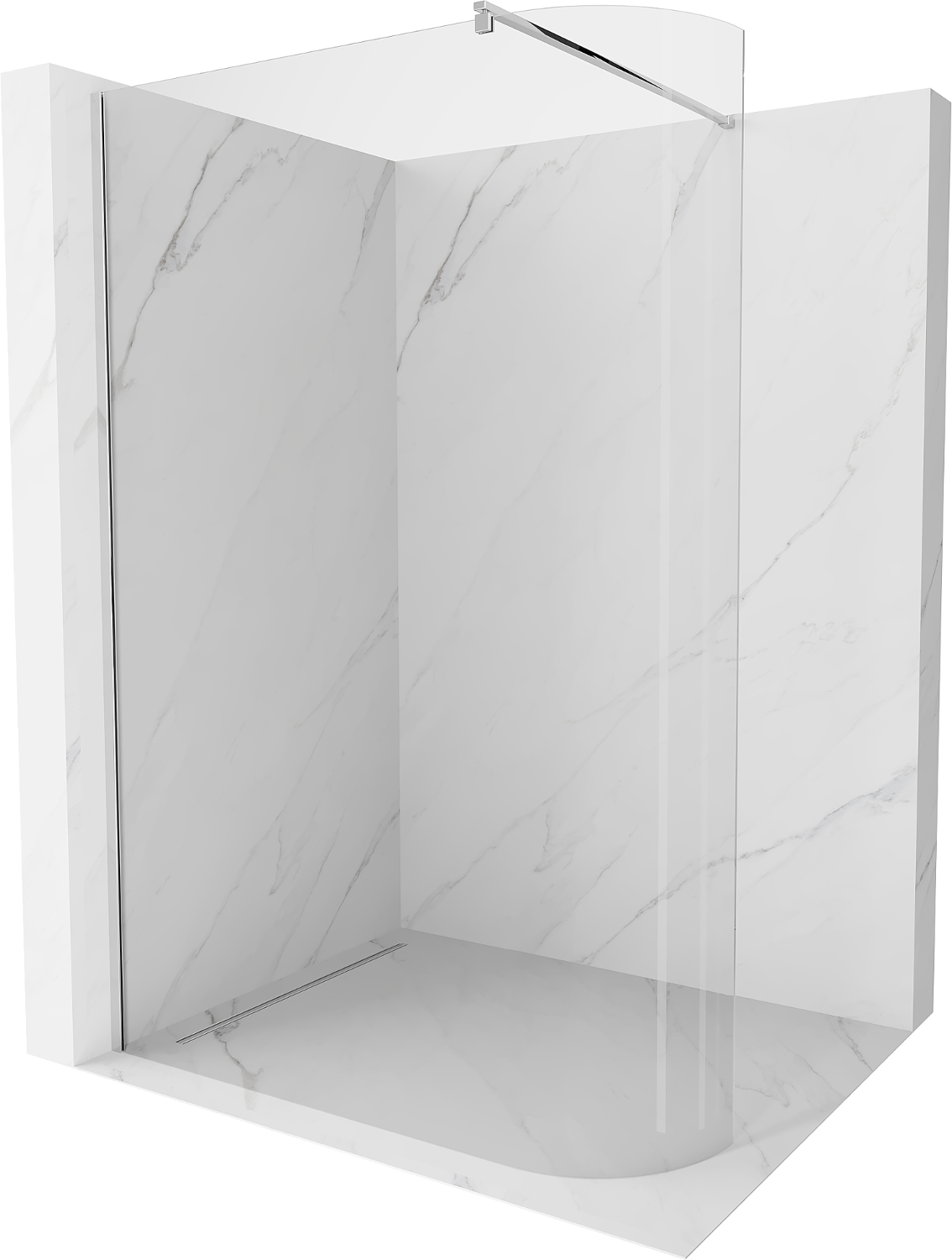 Mexen Kioto-R ścianka prysznicowa zaokrąglona Walk-in 130 x 200 cm, transparent 8 mm, chrom - 800-130-101-01-06
