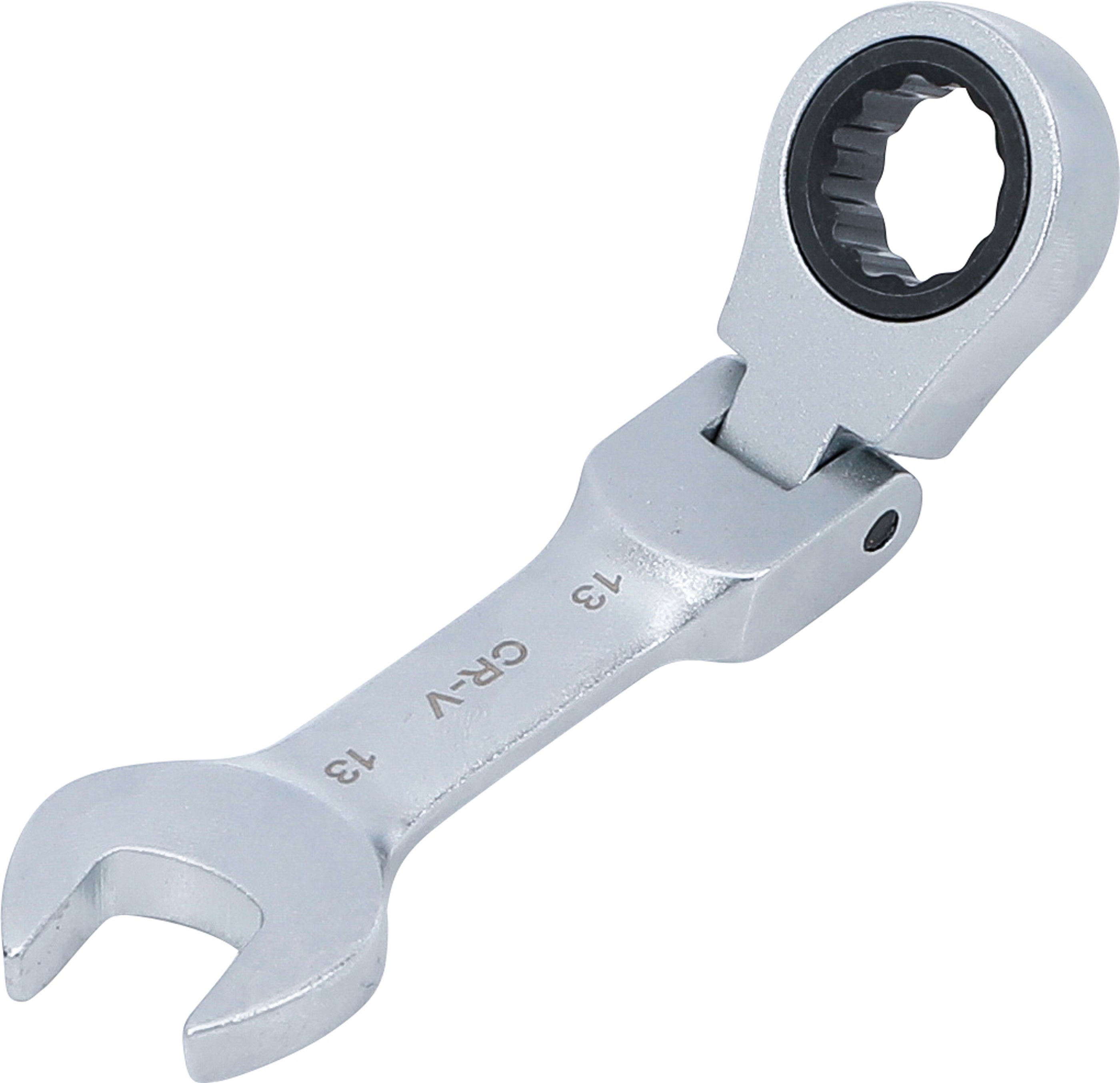BGS Klucz grzechotkowy płasko-oczkowy krótki odchylany SW 13 mm - 6913