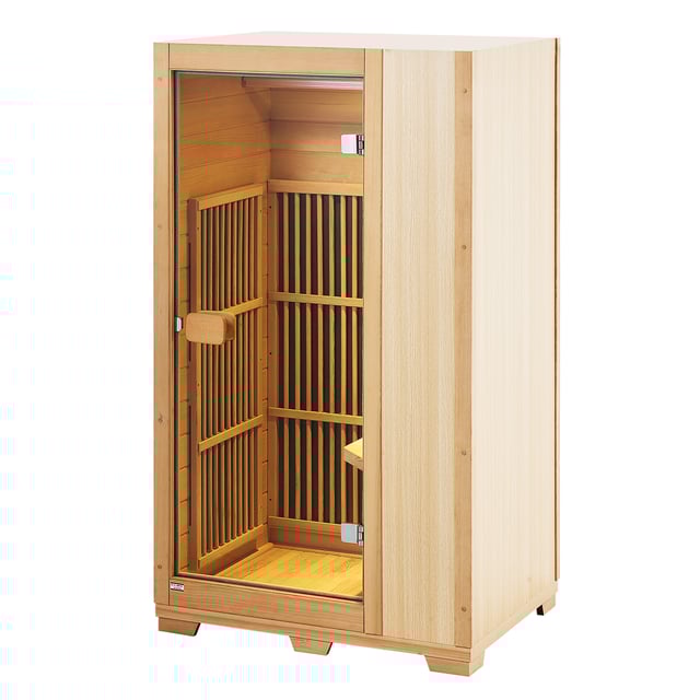 Sauna en bois infrarouge lointain,VEVOR cabine sauna spa à domicile pour 1 personne,faible EMF,porte en verre trempé,utilisation intérieure