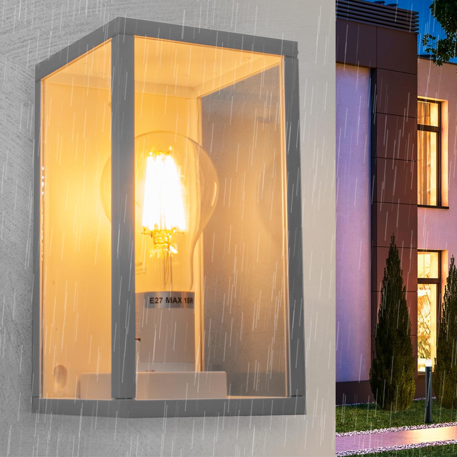 1 Pièces Applique Murale Carrée LED, Applique Murale Extérieure Moderne Light-12W-lumière Chaude