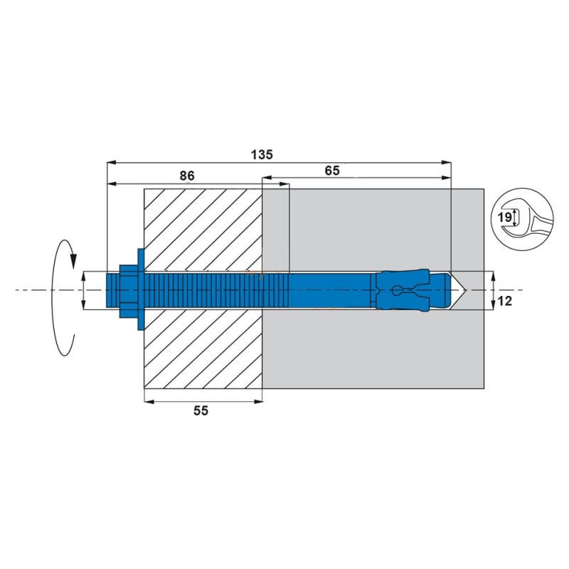 Boîte 25 Goujons d'ancrage acier zingué M12 x 135 x 55 mm SCELL-IT - BZ-12X135 - 3