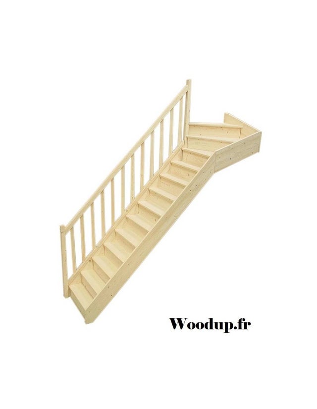 Escalier Quart Tournant Neronne – Kit Recoupable- Haut à Gauche Avec Contremarches H Sol Sol 280 Cm