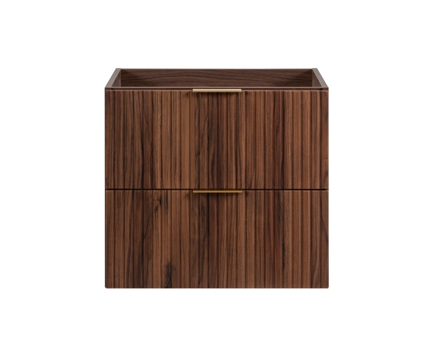 Meuble sous vasque suspendu FLOW 140 cm noyer foncé avec étagère et plan de travail - 4