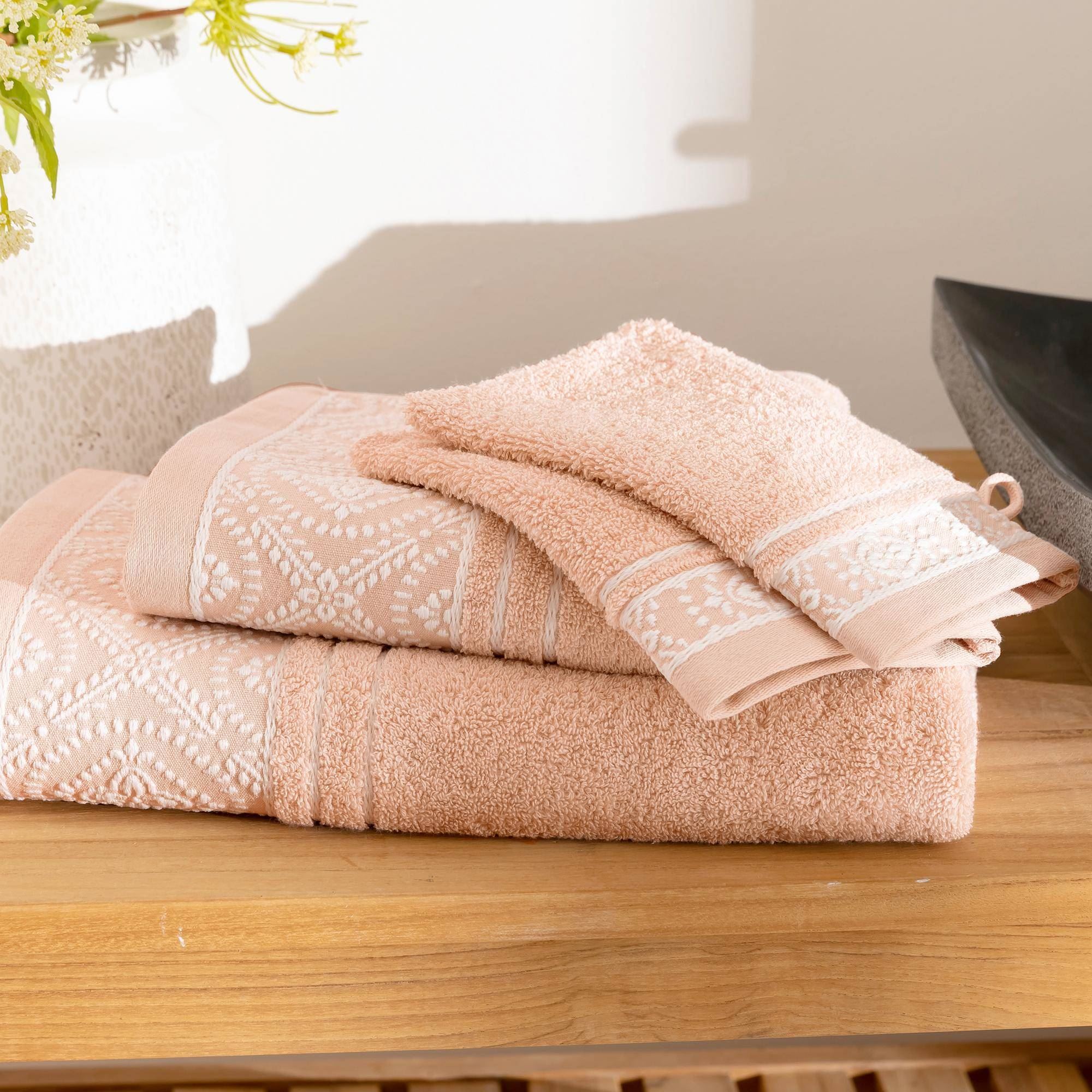 Lot De 2 Gants De Toilette Atmosphera - Coton 450 GR/m² Rose 15x21 Cm