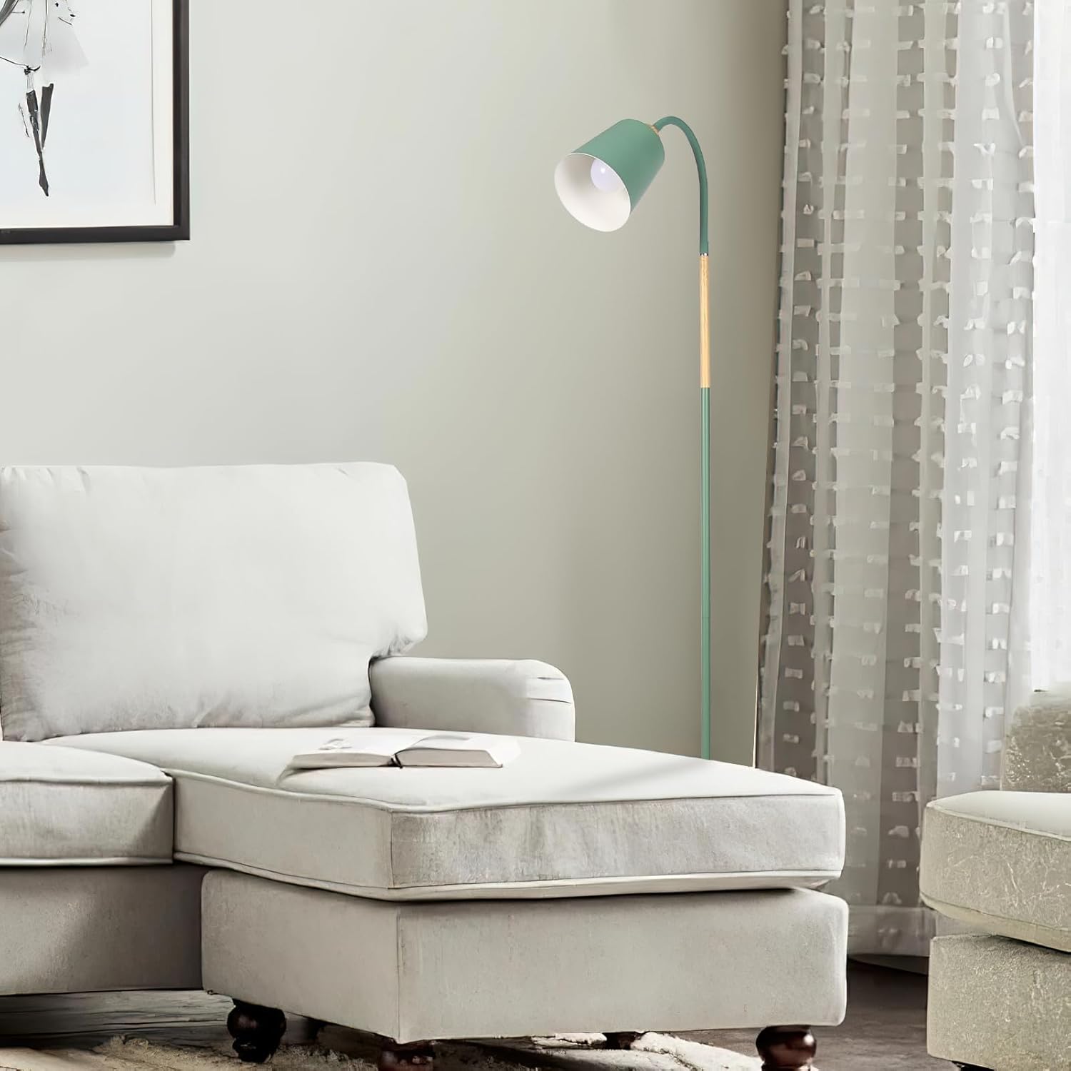 Lampadaire LED Anten, vert Abat-jour trapézoïdal Classique moderne Orientable sur 360°, hauteur 159 cm (ampoule non incluse) - 5