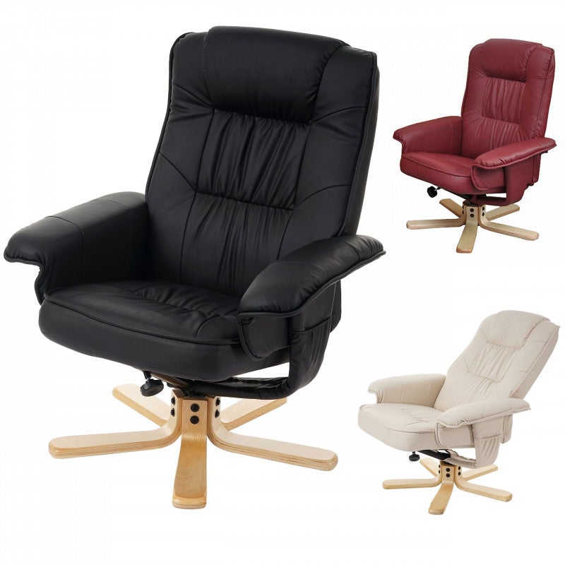 Mendler Poltrona Relax Helsinki – Girevole 360° Con Poggiapiedi – Tessuto Grigio Chiaro – Schienale Regolabile