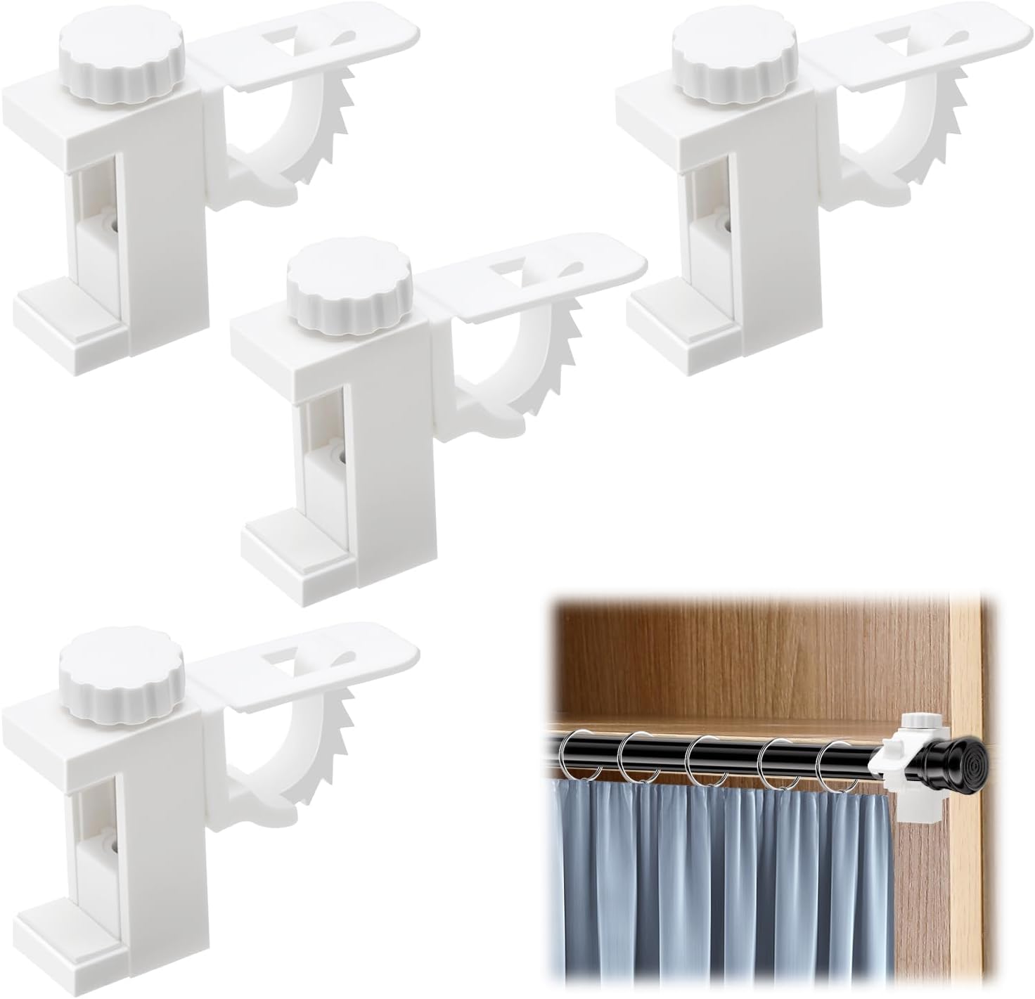 Support Rideau 4 Pcs Support de Support de Pince Porte Rideaux Support Tringle Rideaux ...