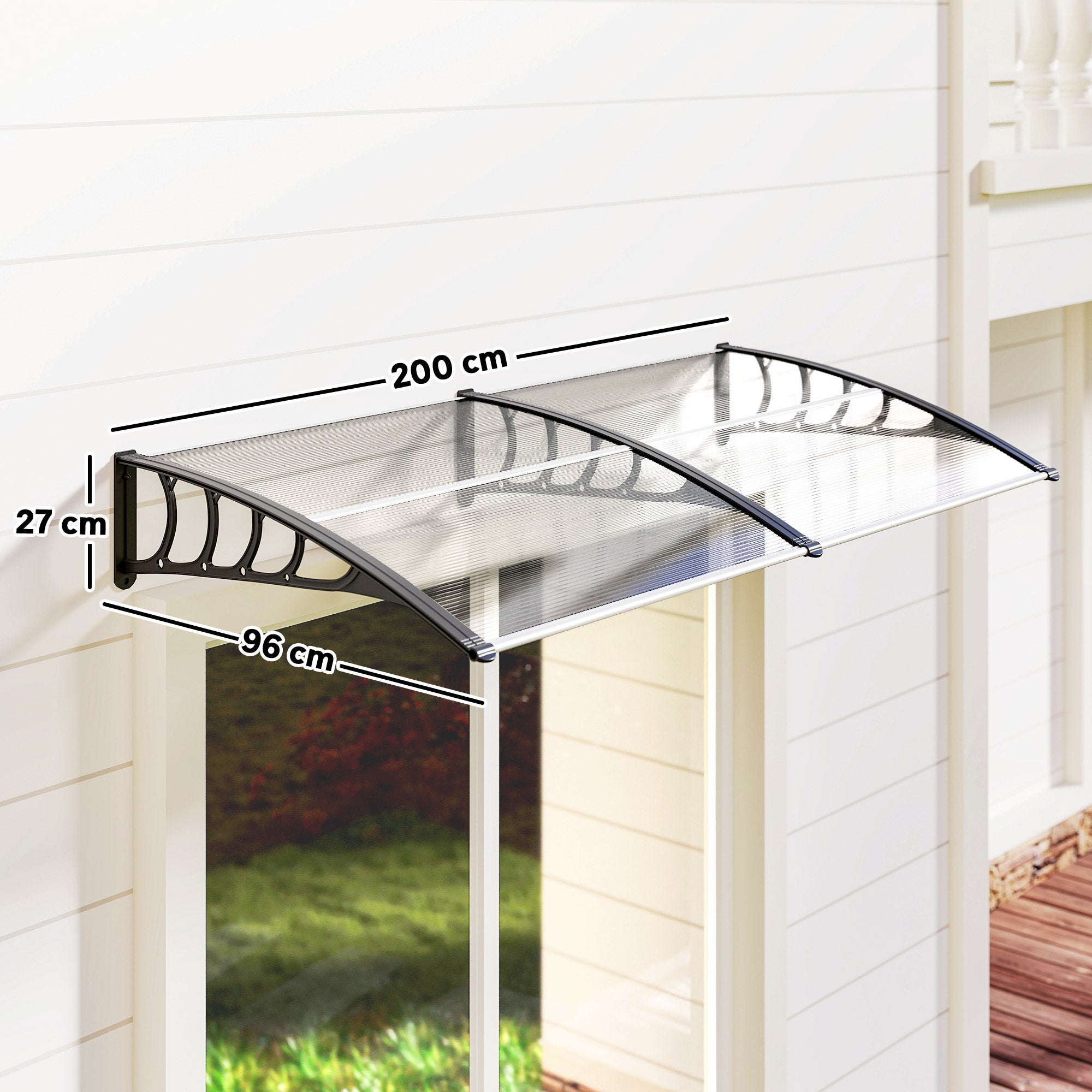 Marquesa exterior de policarbonato Outsunny 200x96x27 cm transparente - 3