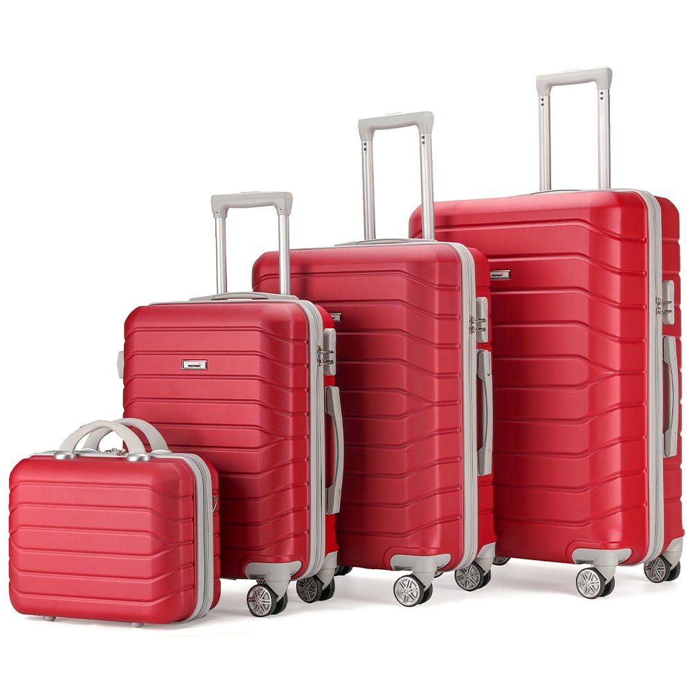 Wings Valigetta Da Viaggio Leggera Con Ruote – Rosso, ABS+, Dimensioni 54,5x38x21,5 Cm, Serratura A Combinazione