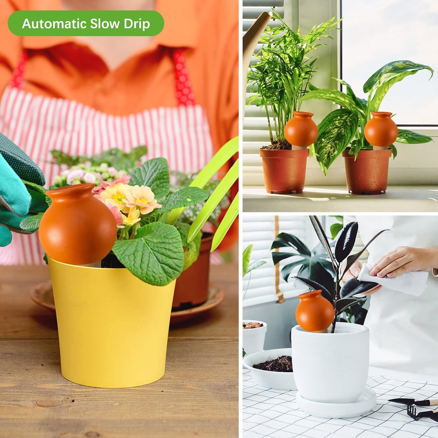 Lot de 4 goutteurs d’eau en céramique–Système d’irrigation goutte-à-goutte automatique pour plantes en pot–Arrosage décoratif pour intérieur/extérieur - 3