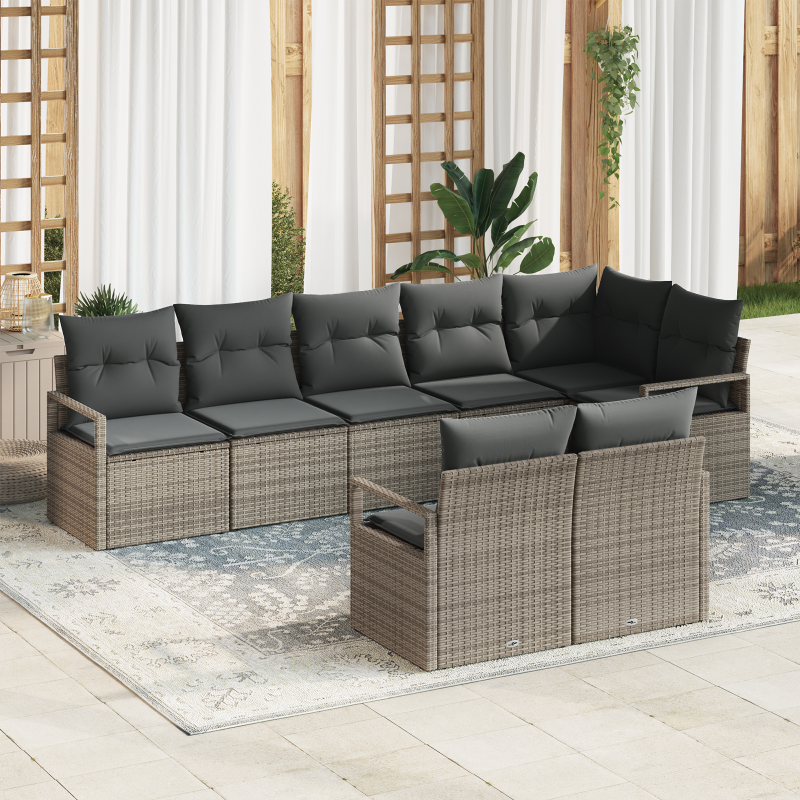 Zestaw Sof 8 pcs Szary polirattan vidaXL
