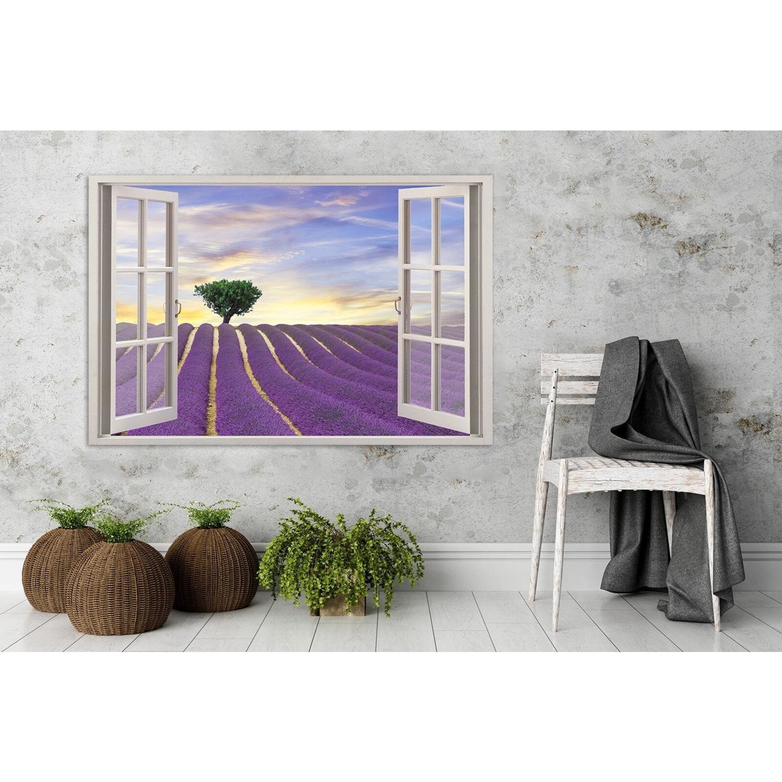 Tableau fenêtre, champ de lavande - 60 x 40 cm - 2