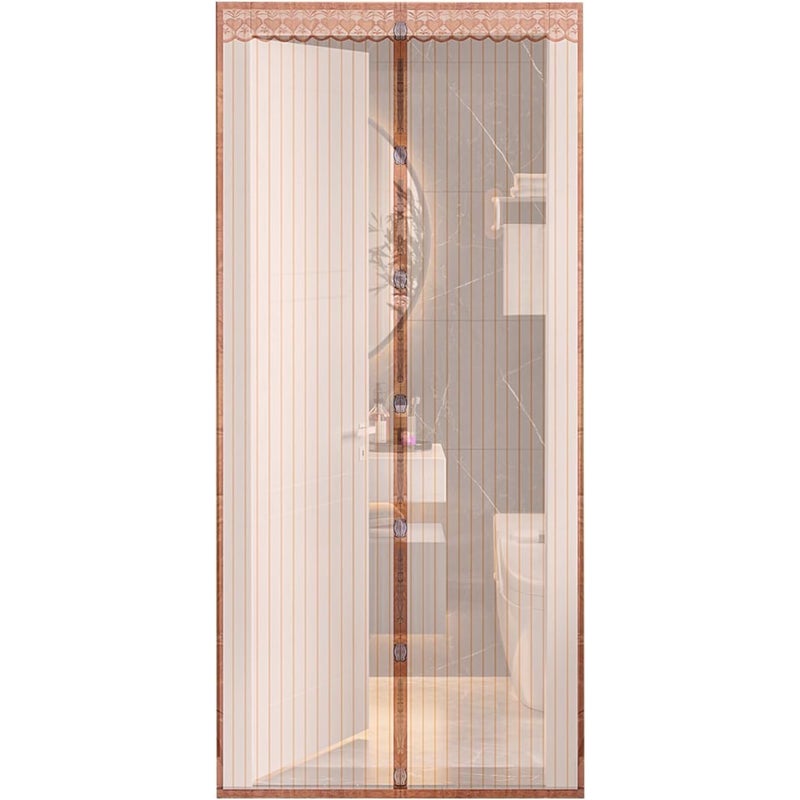 Drzwi ekranowe magnetyczne, koronka w paski, 100 x 210 cm (brązowe)