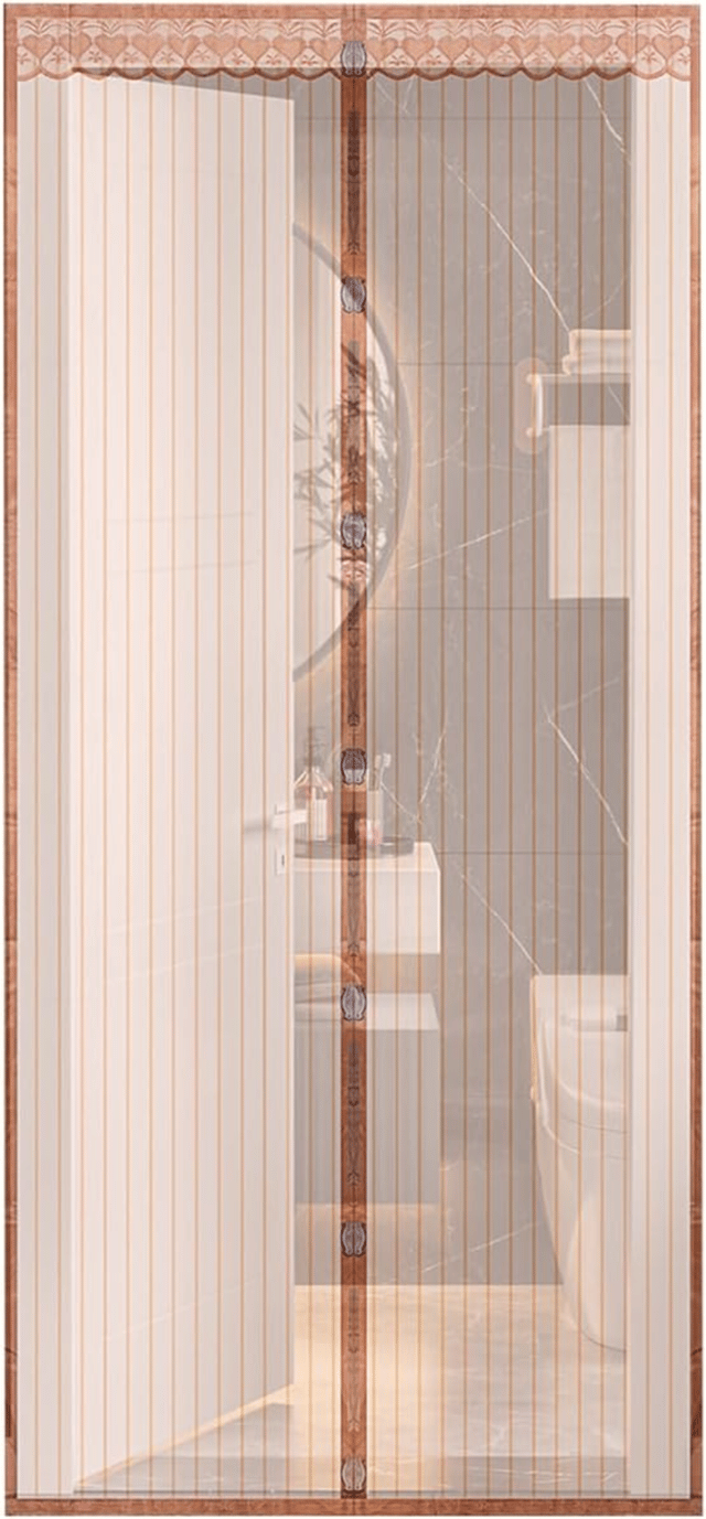 Porta a soffietto magnetica, pizzo a righe, 100x210cm (marrone)