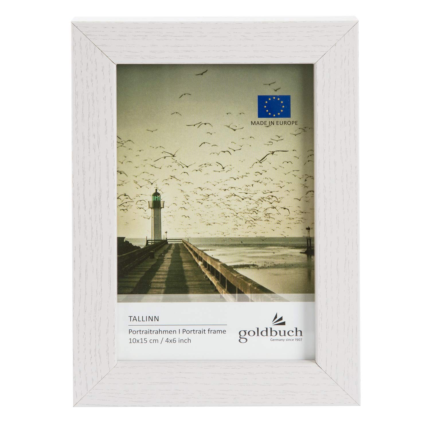 Goldbuch - cornice portafoto tallinn in legno mdf, per foto singola, formato 10 x 15 cm, con supporto da appoggiare e da parete, colore: bianco